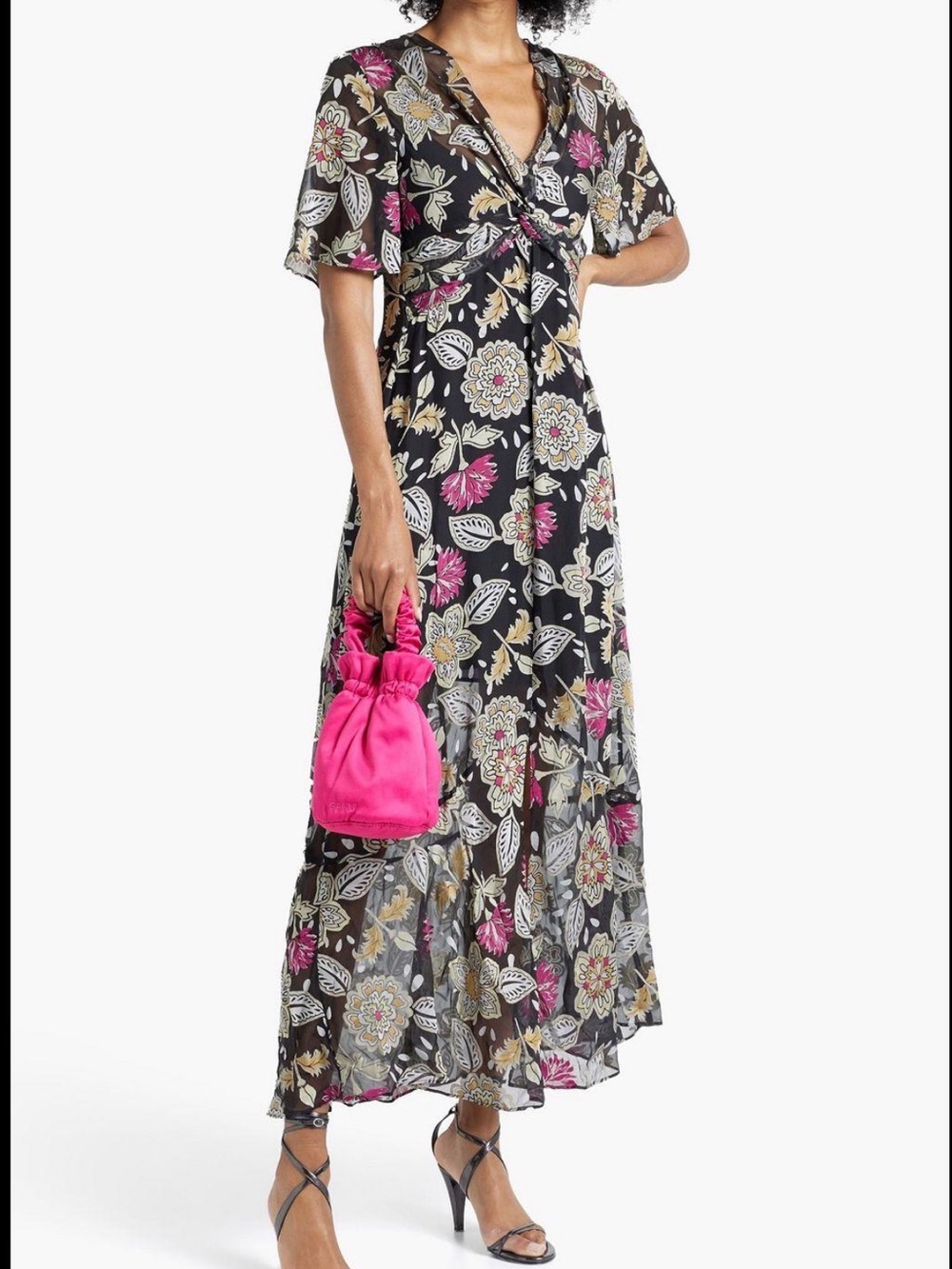 Rag & Bone Floral Maxi Dress with Pink and Cream Accents